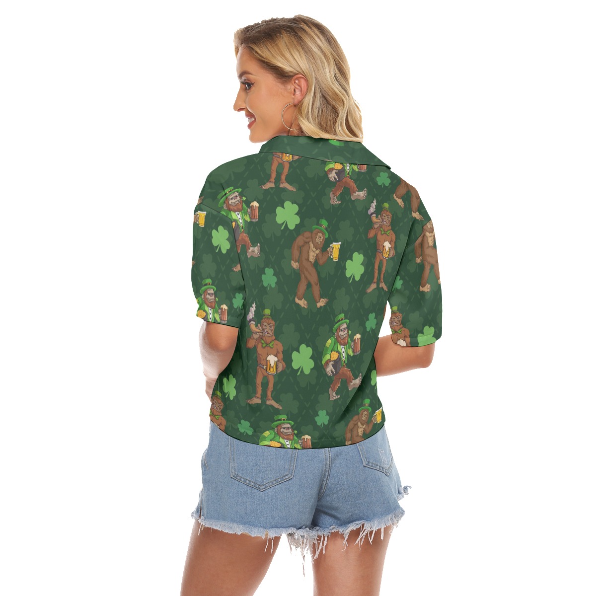 Bigfoot Saint Patrick Aloha Crop Top Shirt For Women