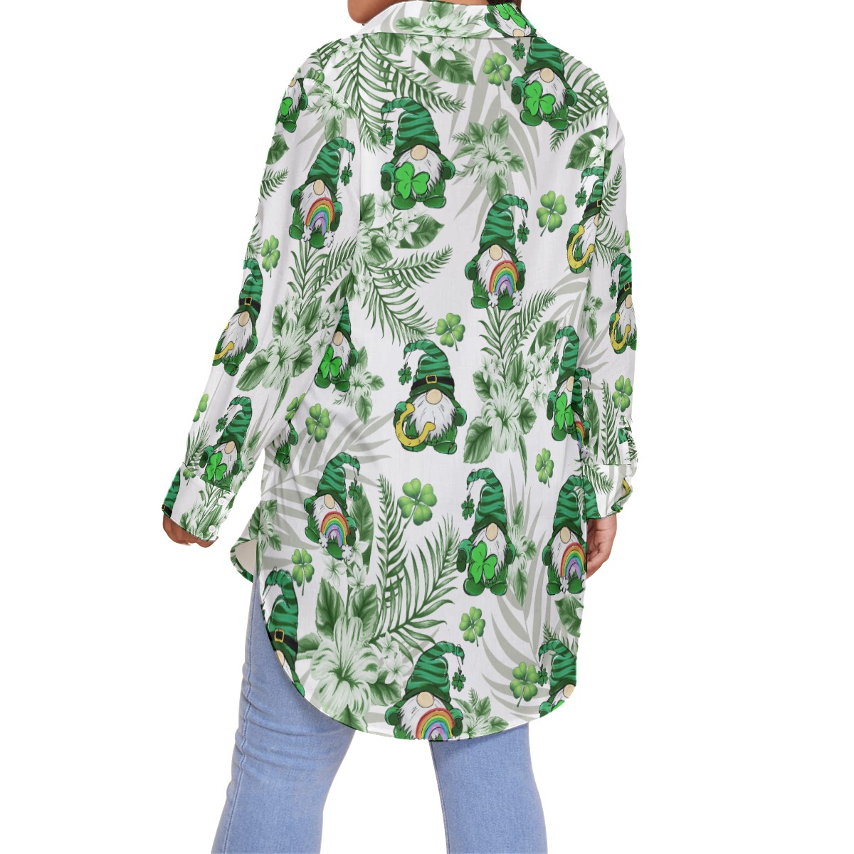 Women's Gnome St Patrick's Day Oversize Hawaiian Shirt