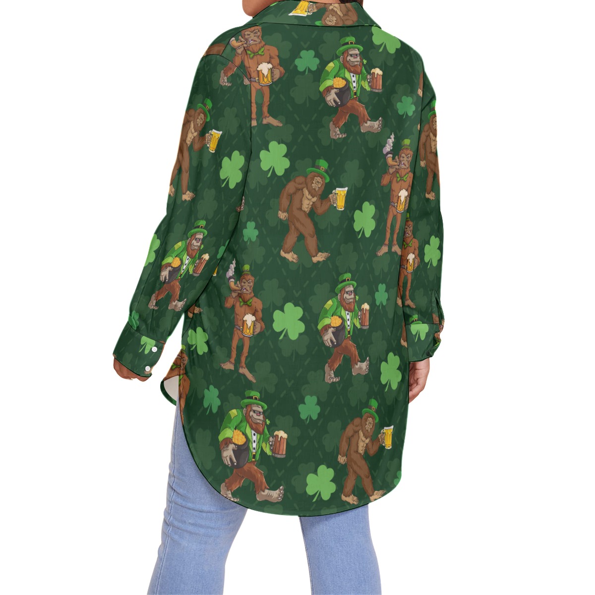 Saint Patrick Bigfoot Women's Plus Size Hawaiian Shirt