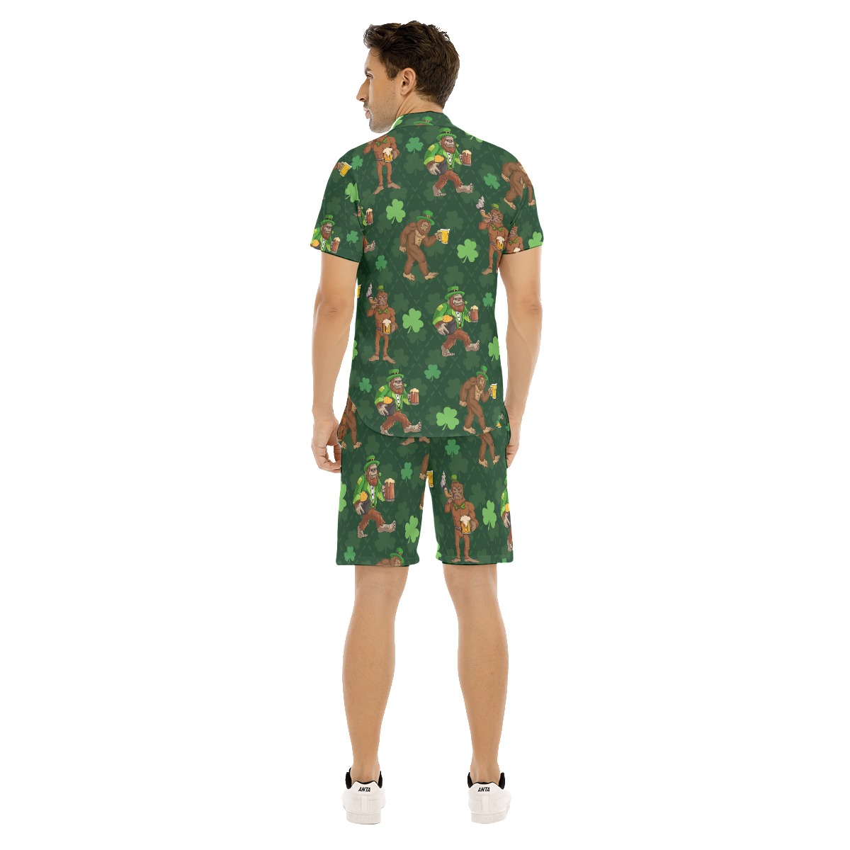 Funny Bigfoot Beer St Patrick Hawaiian Shirt And Shorts For Men
