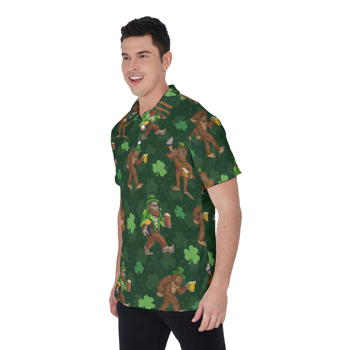 Bigfoot St Patrick Hawaiian Polo Shirt