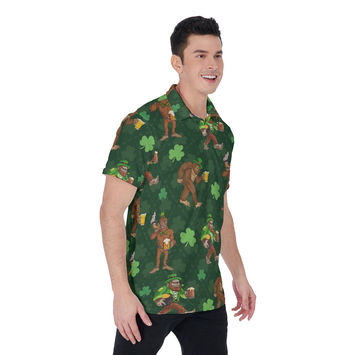 Bigfoot St Patrick Hawaiian Polo Shirt