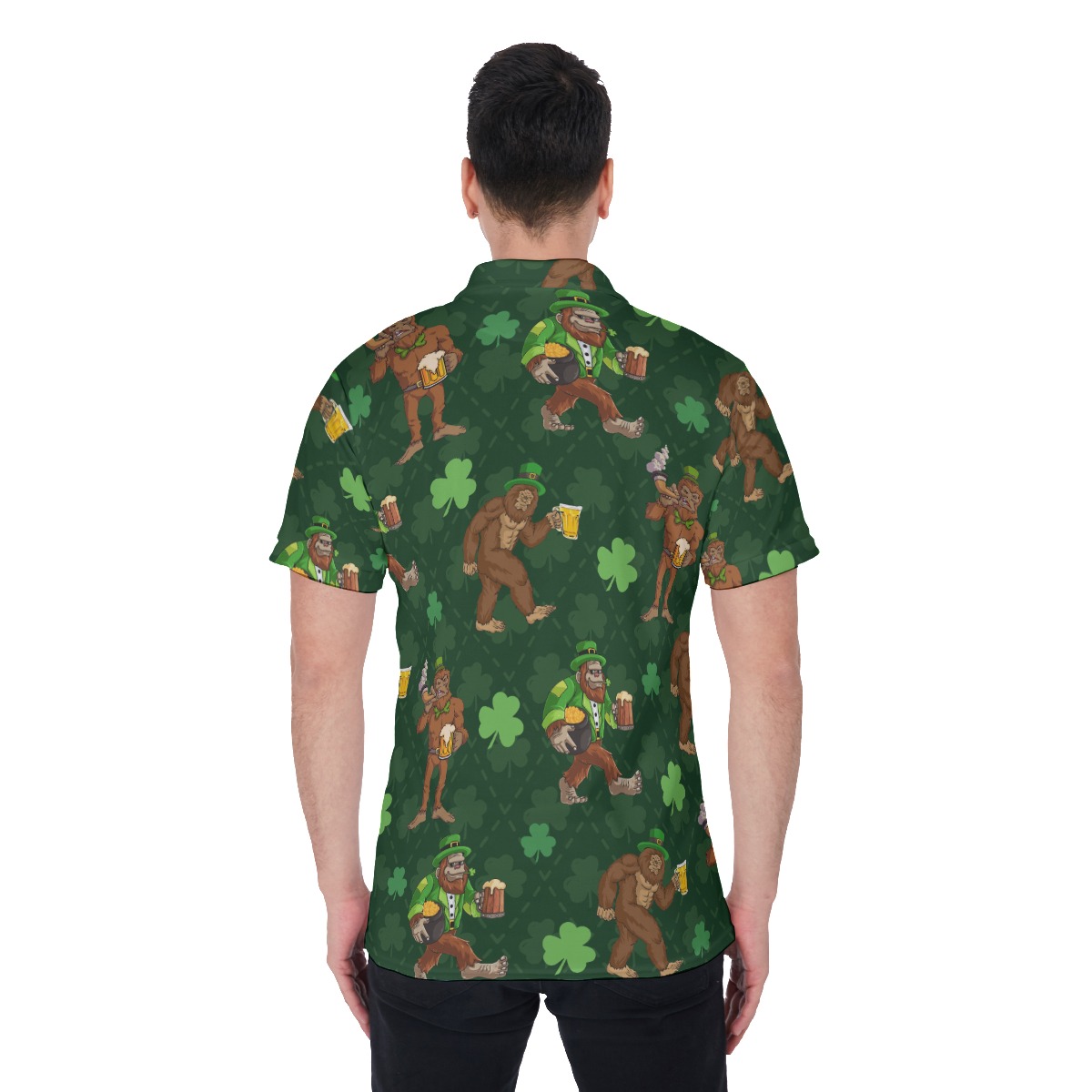Bigfoot St Patrick Hawaiian Polo Shirt