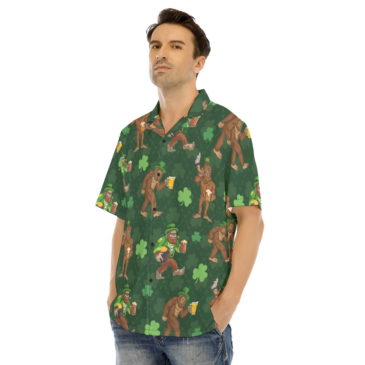 Funny Bigfoot Saint Patrick Hawaiian Shirt