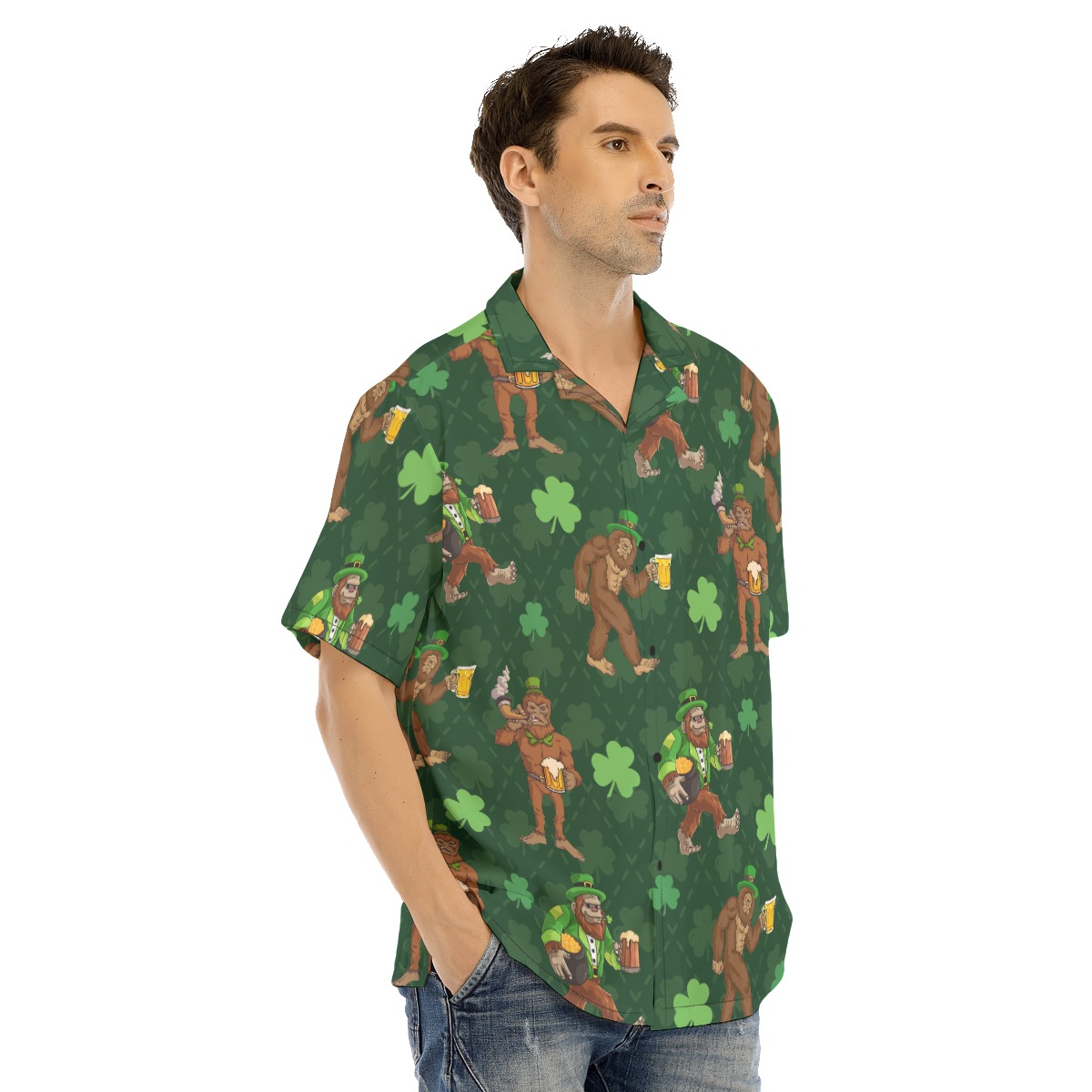 Funny Bigfoot Saint Patrick Hawaiian Shirt