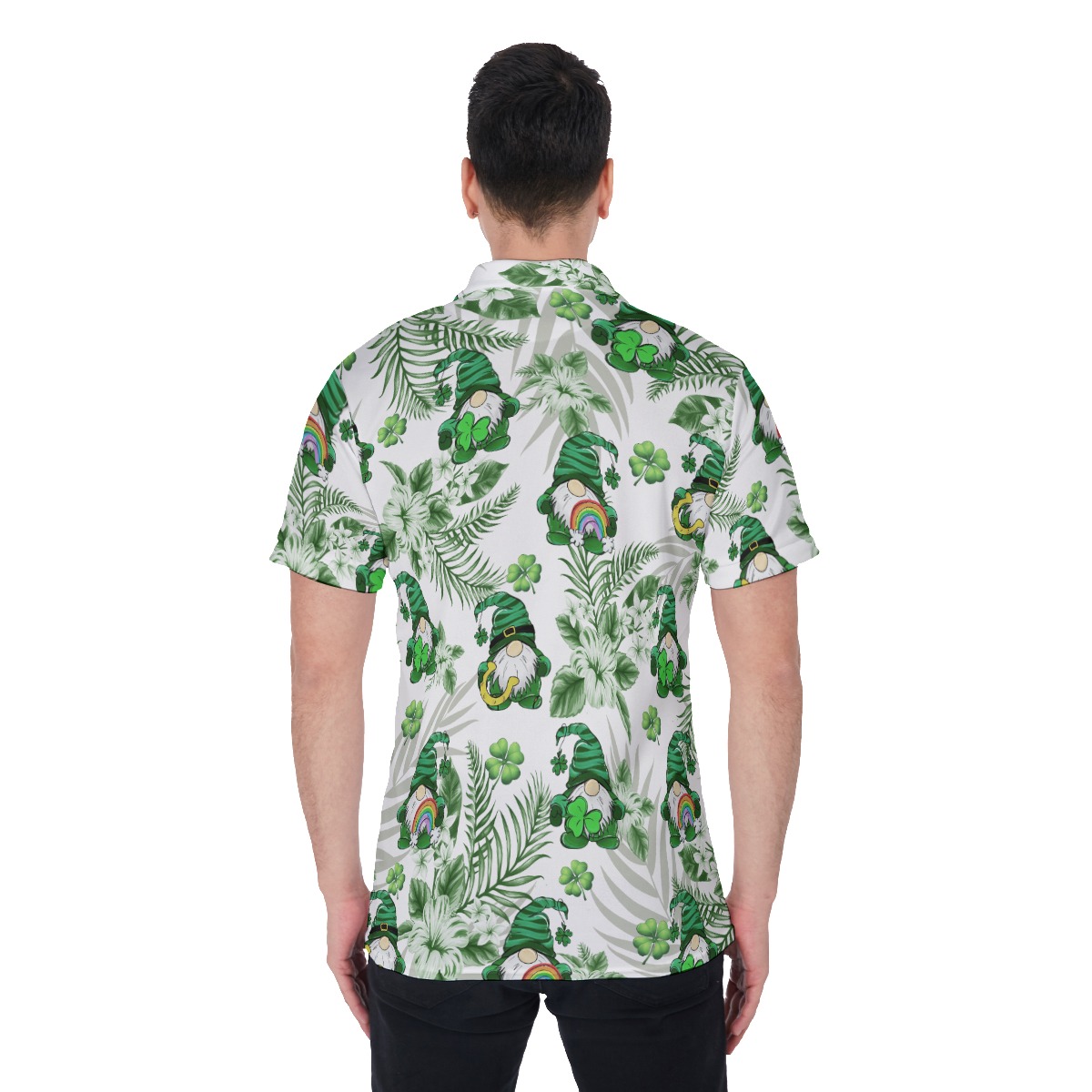 Lucky Charm Gnome St Patrick's Day Hawaiian Polo Shirt For Men