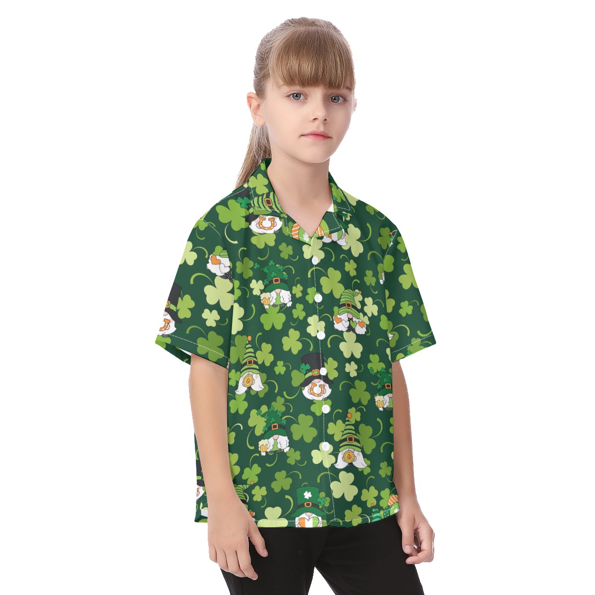 Gnome Lucky Leaf Kid's Hawaiian Shirt For Patrick Day