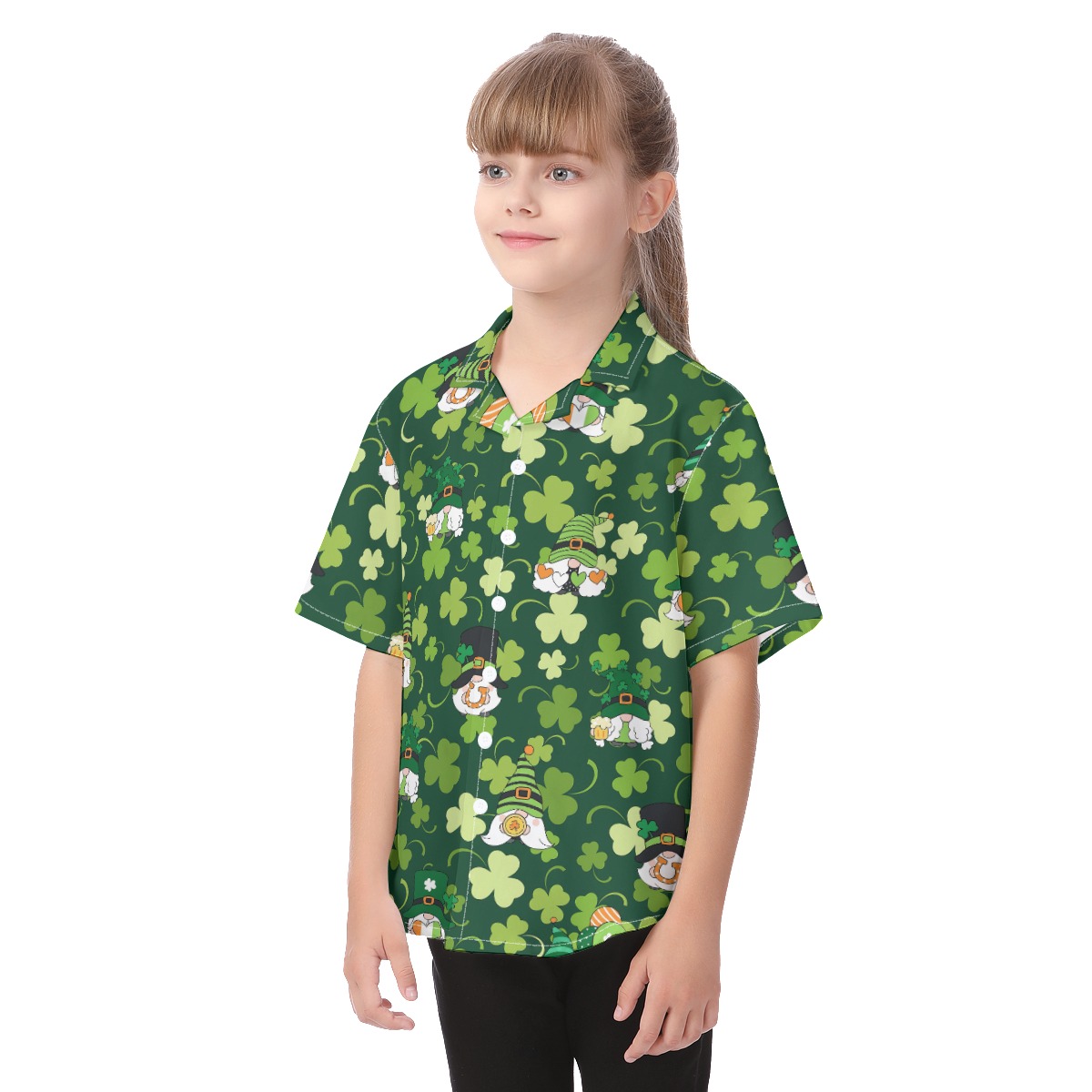 Gnome Lucky Leaf Kid's Hawaiian Shirt For Patrick Day