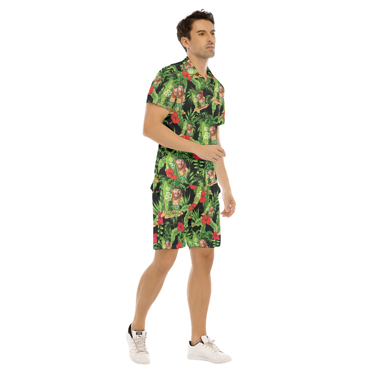 Funny Custom Face Patrick Day Hawaiian Set For Men
