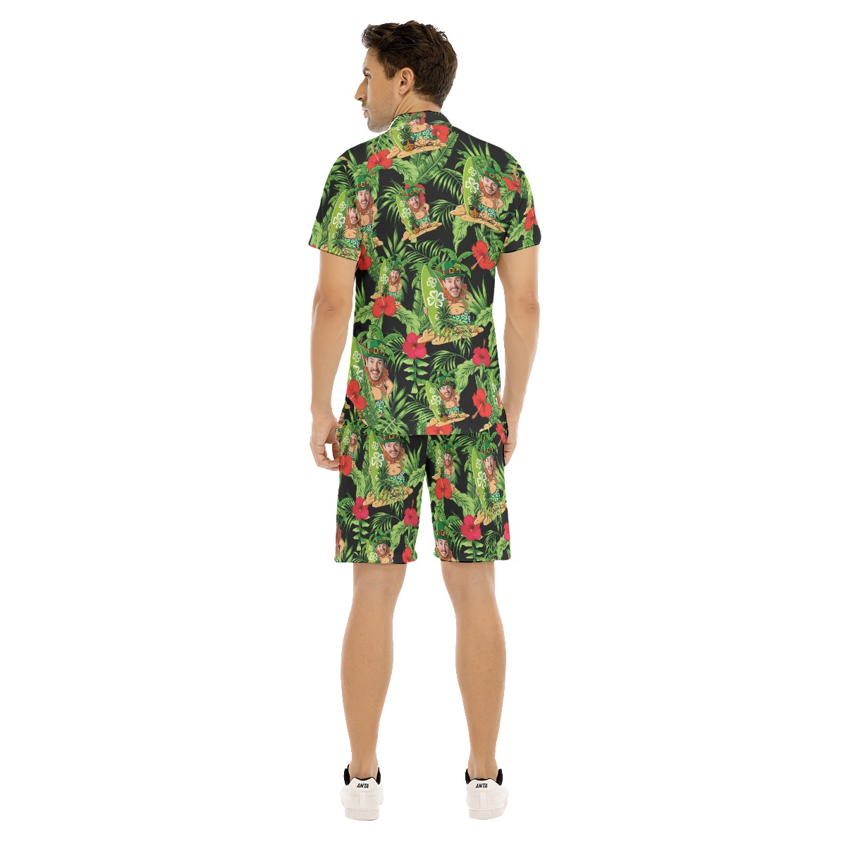 Funny Custom Face Patrick Day Hawaiian Set For Men