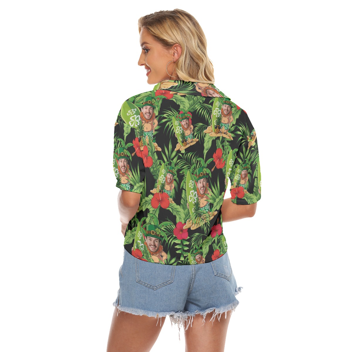 Unique Patrick Day Custom Face Crop Top Hawaiian Shirt For Women
