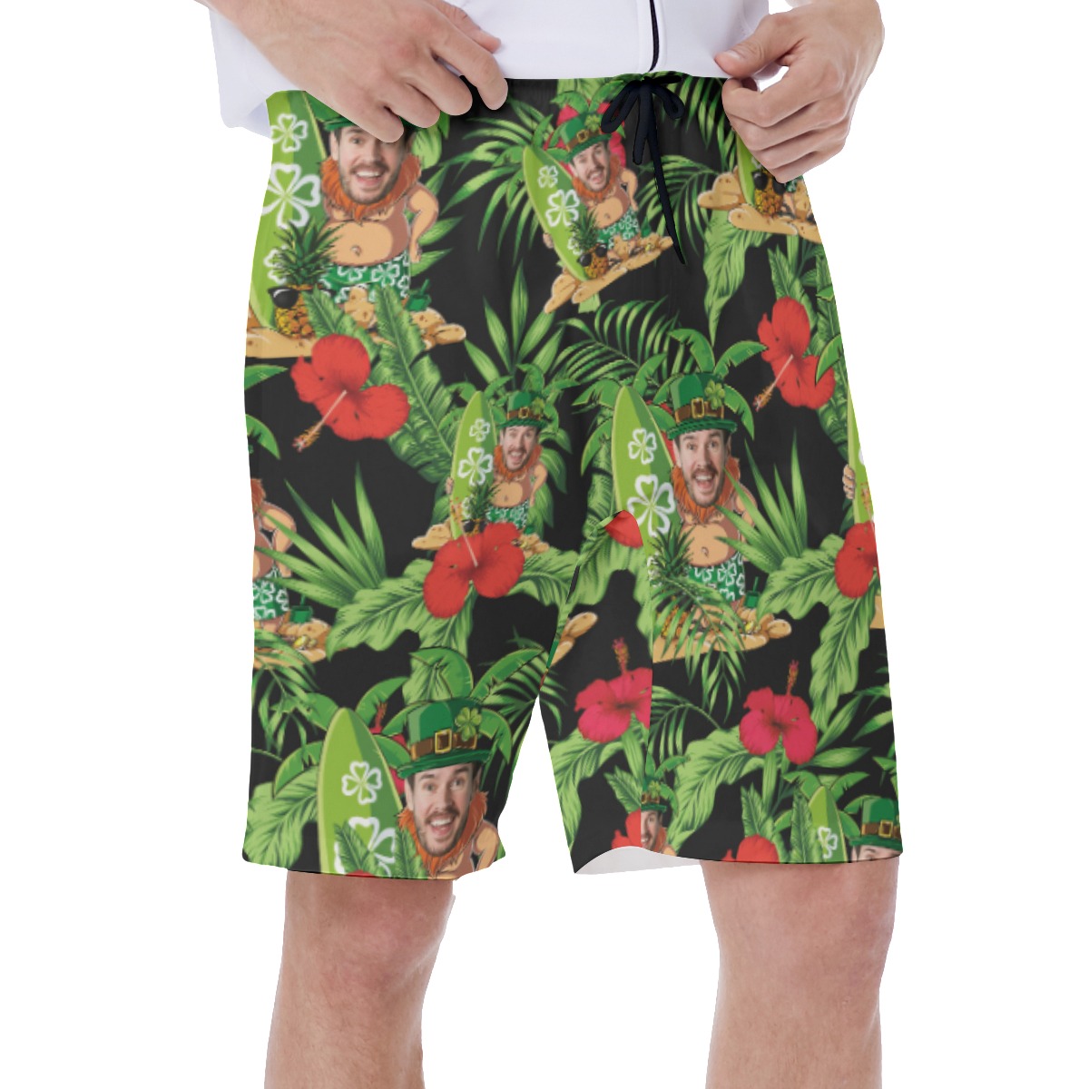 Custom Face St Patrik Day Green Trunk For Men