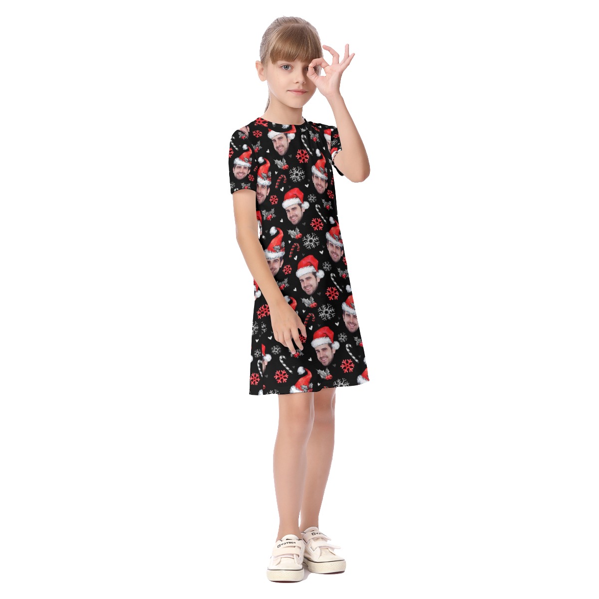 Girls' Christmas Dress With Custom Face