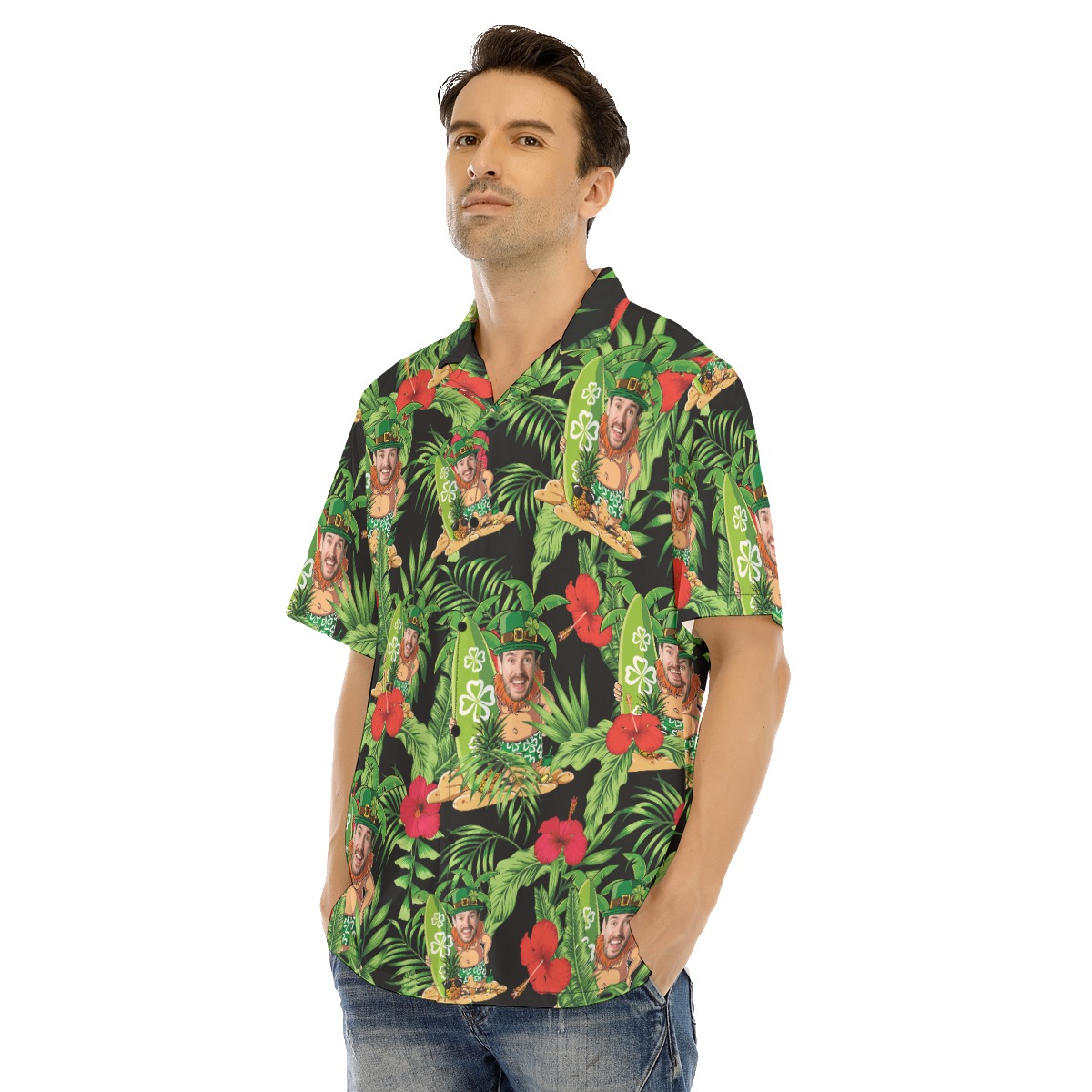 St Patrick Day Custom Face Hawaiian Shirt