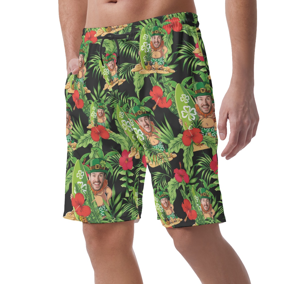 Funny Custom Face Patrick Day Men's Casual Shorts