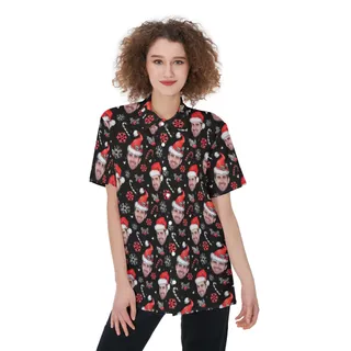 Women's Custom Face Hawaiian Shirt For Christmas