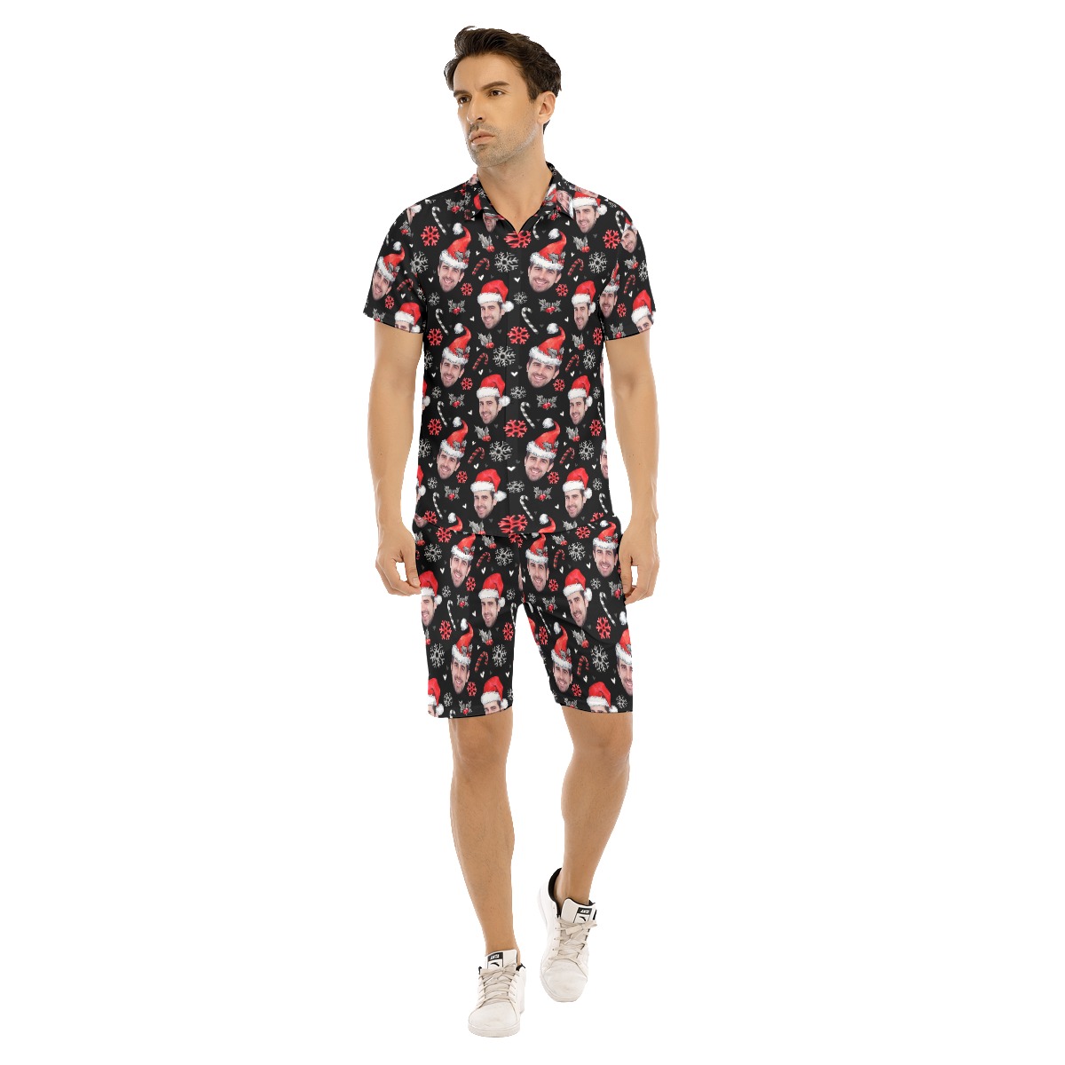 Men's All Over Print Christmas Hawaiian Shirt Custom Face - variant image 1