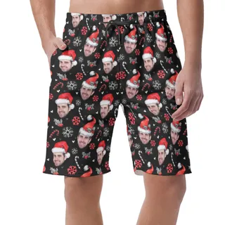 Christmas Men's Hawaiian Short Custom Face