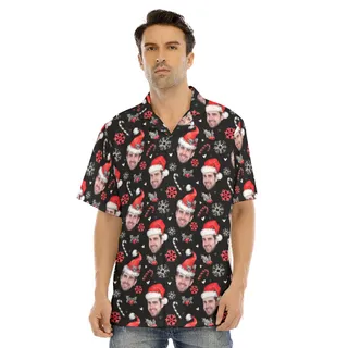 Custom Face Hawaiian Christmas Shirt For Men
