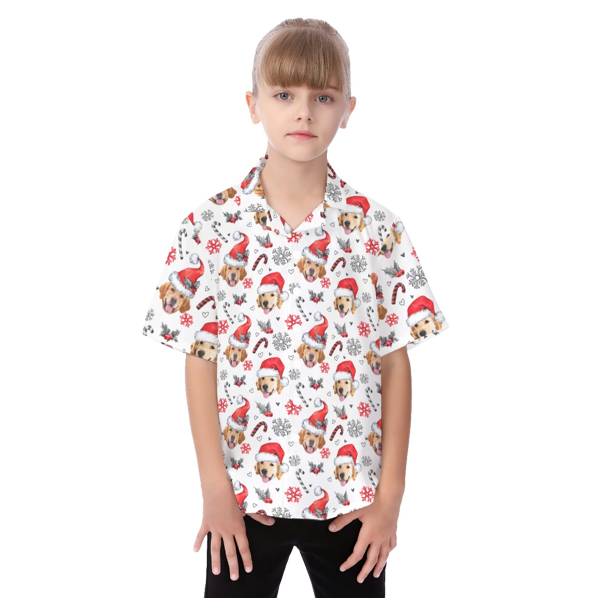Kid's Hawaiian Shirt With Dog Face - variant image 1