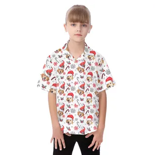 Kid's Hawaiian Shirt With Dog Face