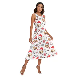 Christmas Hawaiian Dress With Dog Face Custom