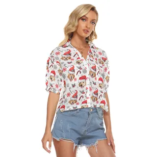 Custom Face Hawaiian Christmas Shirt Crop Top For Women
