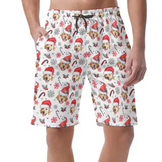 Christmas Hawaiian Beach Shorts Custom Dog's Face