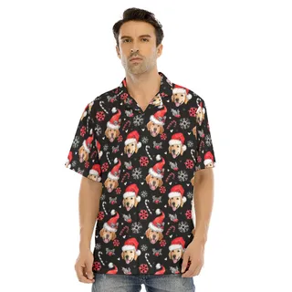 Men's Hawaiian Shirt With Dog Face