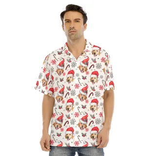 Christmas Hawaiian Shirt With Dog Face