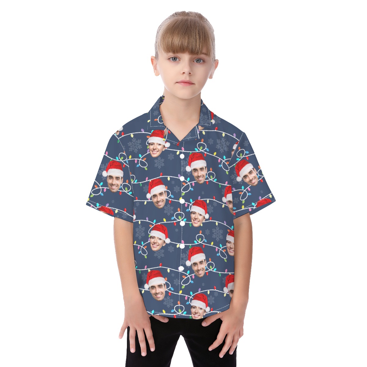 Custom Face Christmas Hawaiian Shirt For Kids - variant image 1