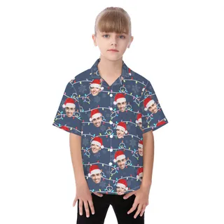 Custom Face Christmas Hawaiian Shirt For Kids