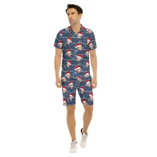 Men's Custom Face Hawaiian Christmas Shirt And Shorts