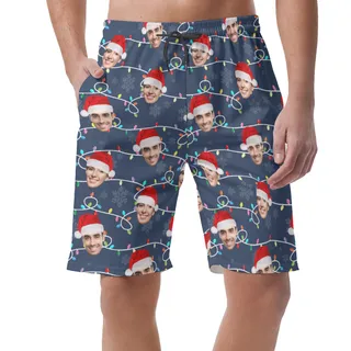 Christmas Hawaiian Shorts With Face For Men