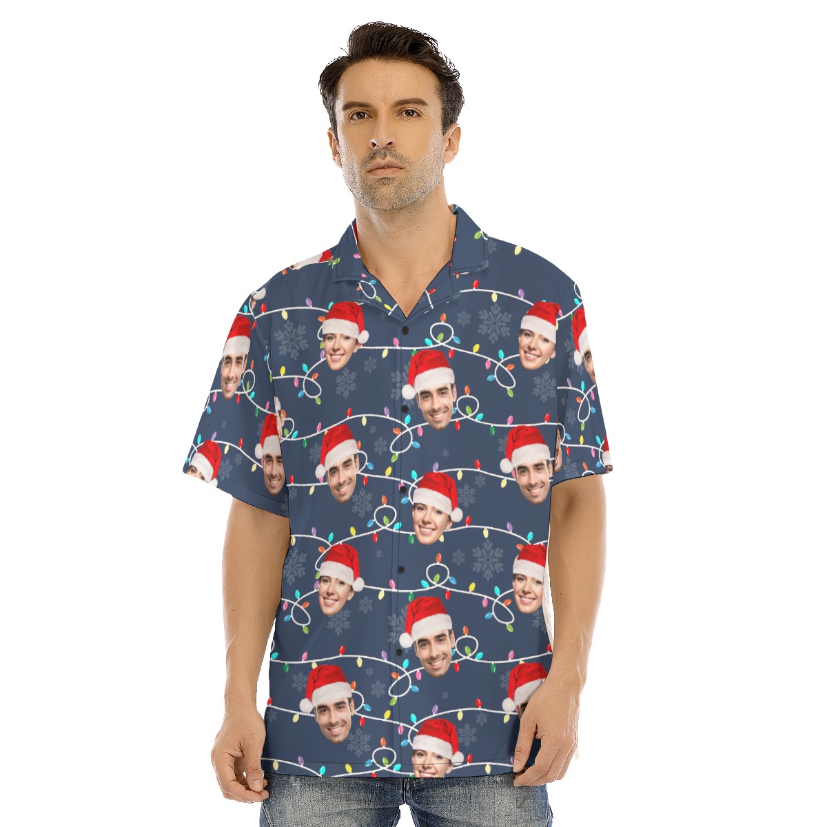 Funny Custom Face Hawaiian Christmas Shirt - variant image 1