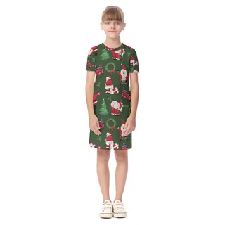 Cute Santa Claus Hawaiian Christmas Dress For Kids