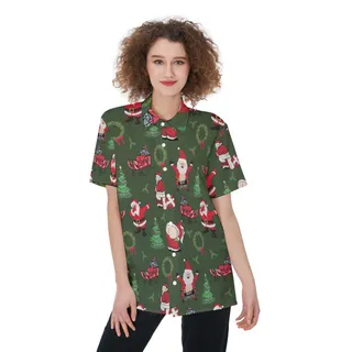 Christmas Naughty Santa Hawaiian Shirt For Women