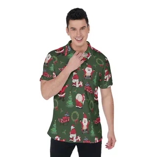 Funny Santa Hawaiian Christmas Polo Shirt For Men
