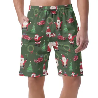 Christmas Naughty Santa Claus Hawaiian Beach Shorts