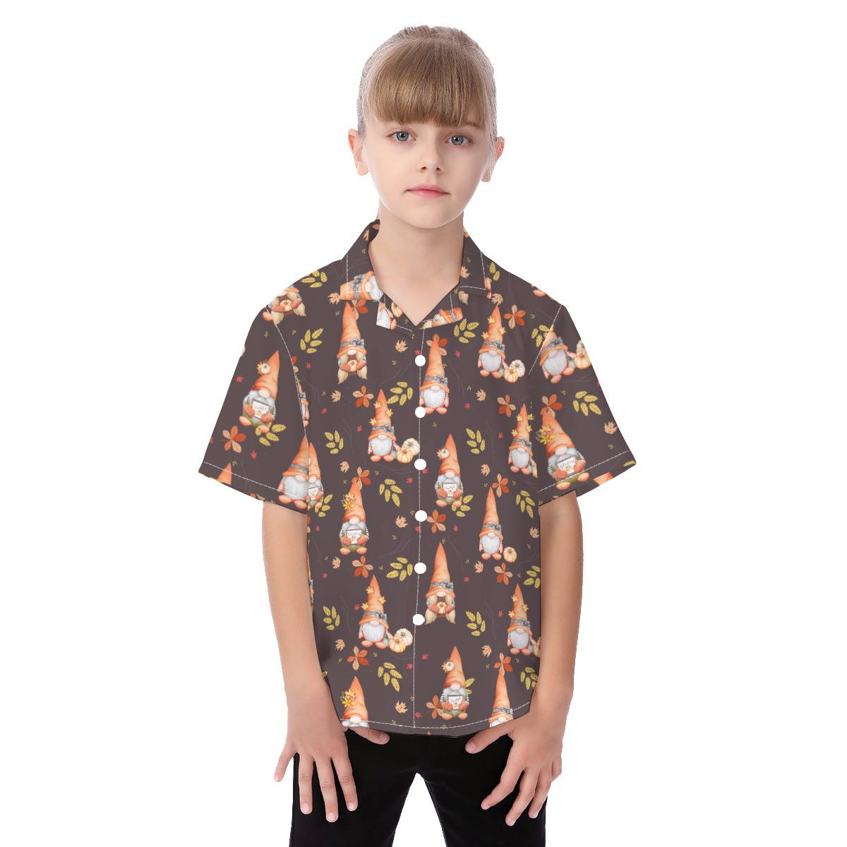 Gnomies Happy Thanksgiving Kid's Hawaiian Shirt - variant image 1