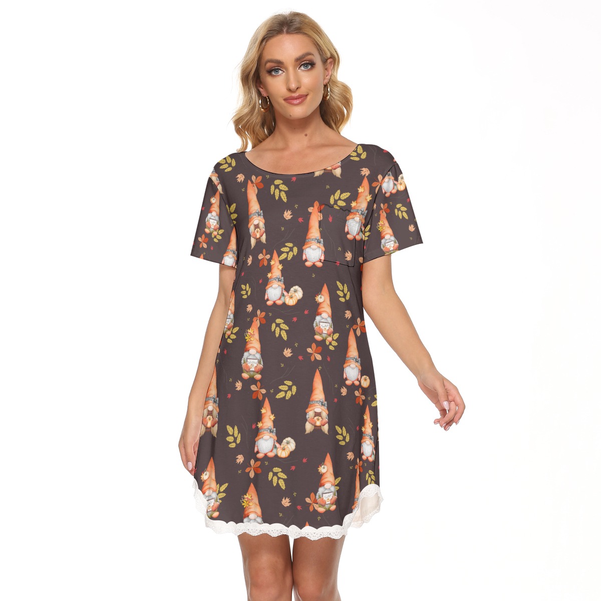 Gnomies Thanksgiving Hawaiian Dress With Lace Edge - variant image 1