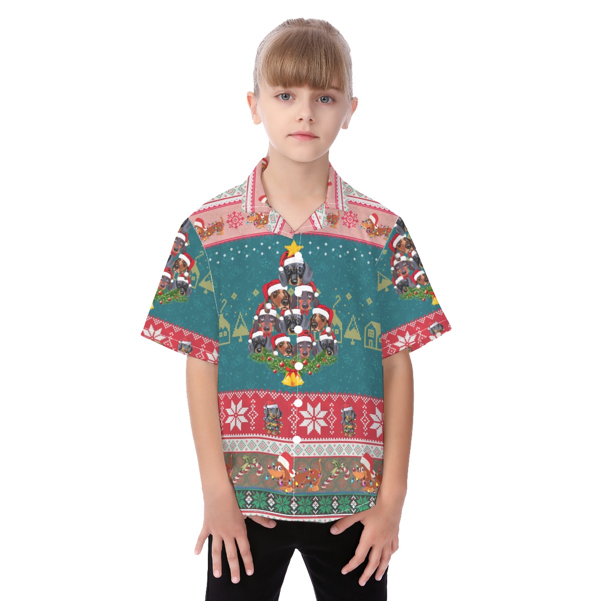 Dachshund Christmas Hawaiian Shirt For Kids - variant image 1
