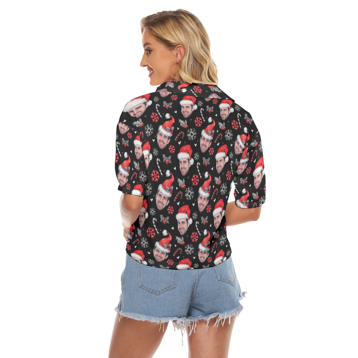 Women's Cropped Hawaiian Christmas With Face Custom