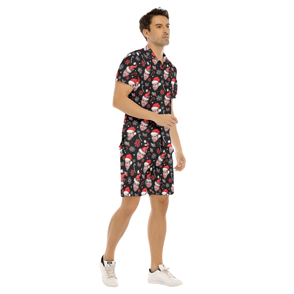 Men's All Over Print Christmas Hawaiian Shirt Custom Face