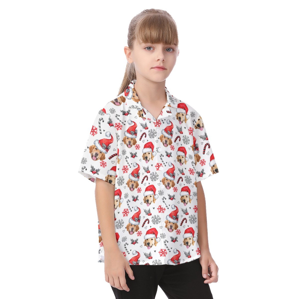 Kid's Hawaiian Shirt With Dog Face