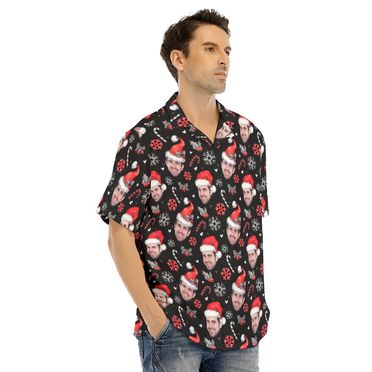 Custom Face Hawaiian Christmas Shirt For Men