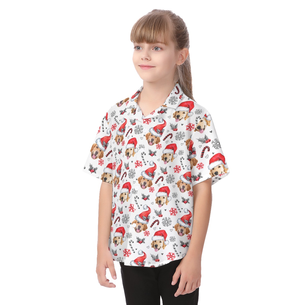 Kid's Hawaiian Shirt With Dog Face