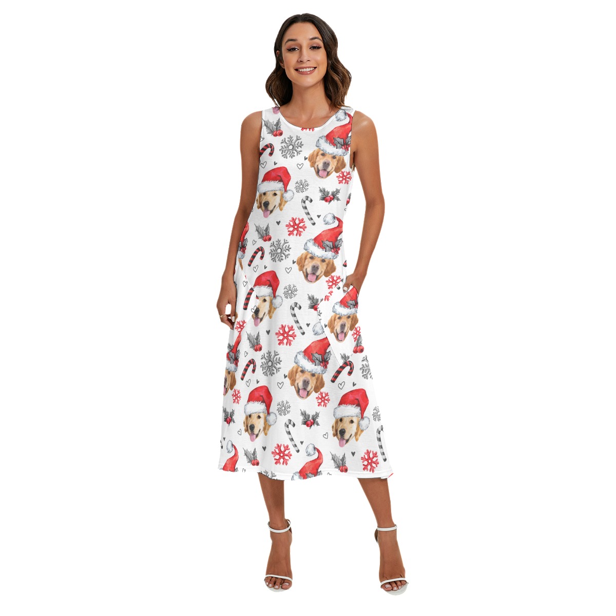Christmas Hawaiian Dress With Dog Face Custom