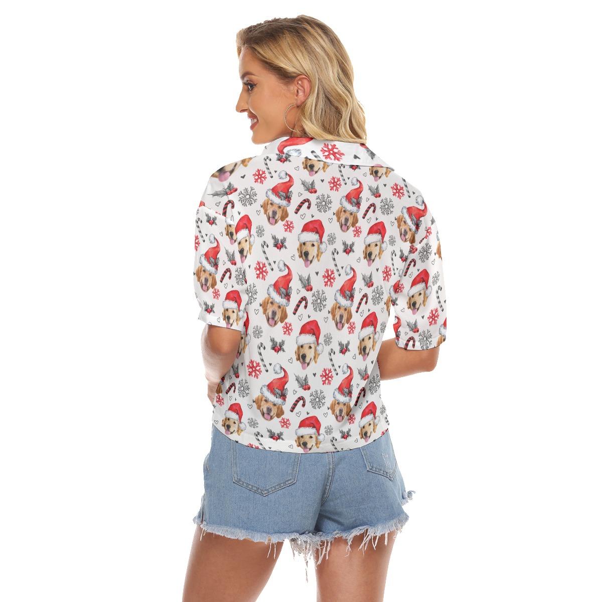 Custom Face Hawaiian Christmas Shirt Crop Top For Women
