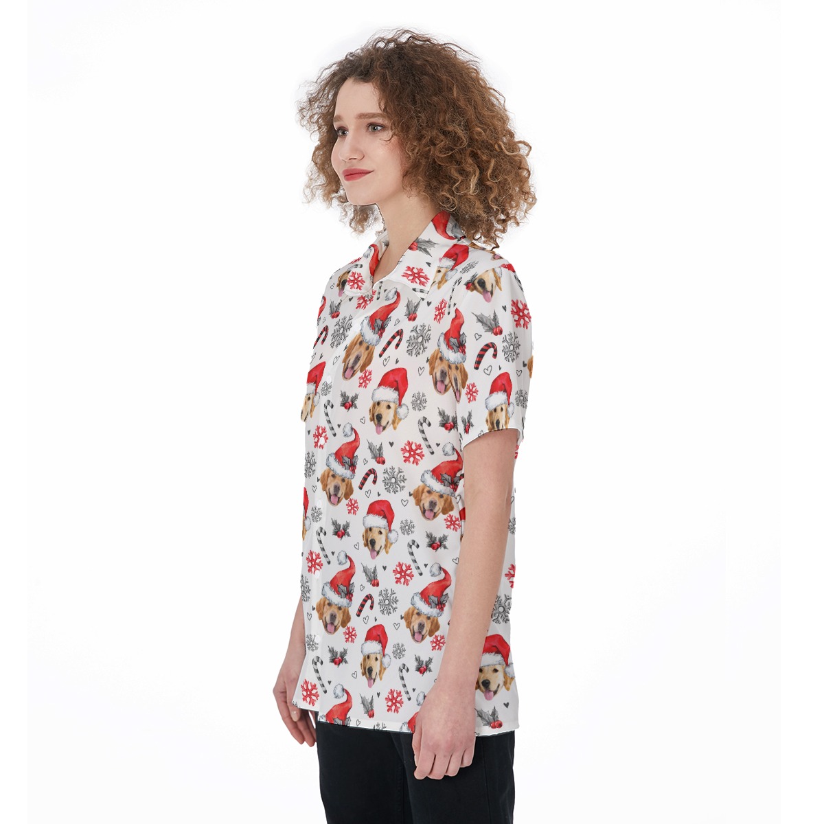 Custom Pet Face Christmas Hawaiian Shirt For Women